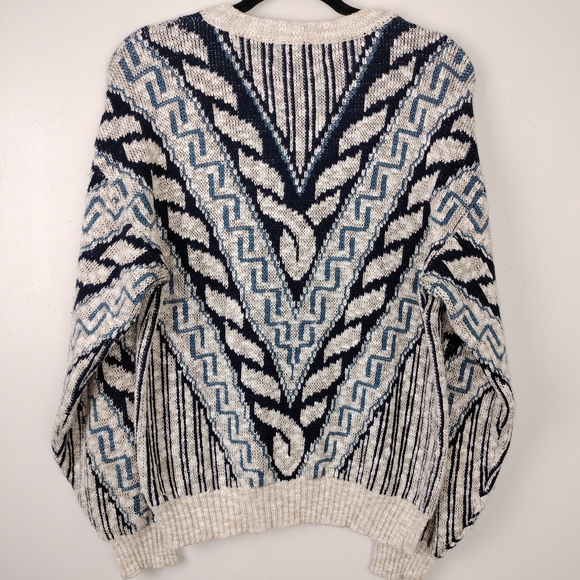 Vintage 80's-90's Unisex Sweater Graphix V-Neck Pullover Grandpa Sweater Sz. S/M - Picture 5 of 6